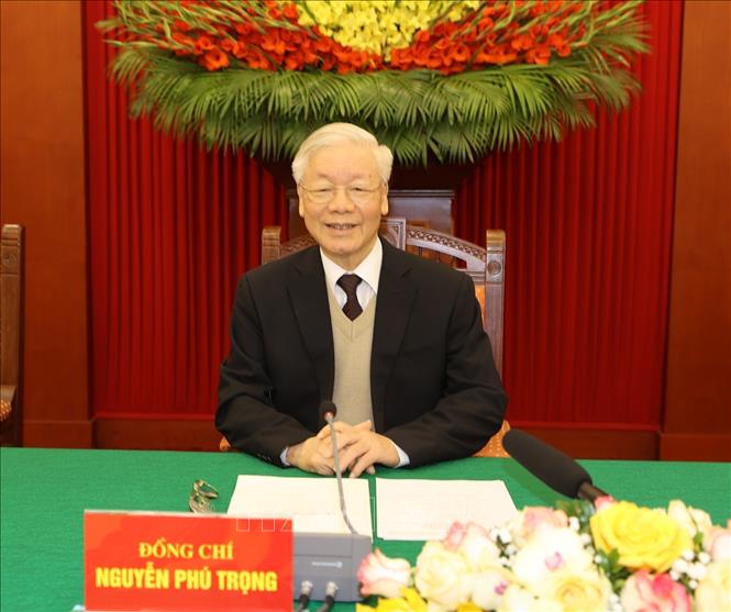 Tổng Bí thư, Chủ tịch nước Nguyễn Phú Trọng tại buổi gặp mặt. Ảnh: Trí Dũng/TTXVN