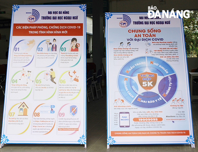 Panels publicising coronavirus prevention measures are seen at all UD educational establishments.