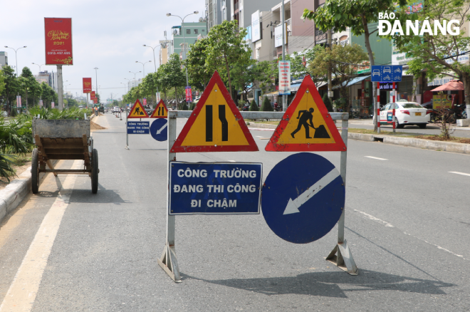 Road construction signs and barriers are erected to warn road users of work areas and promote safe among road users