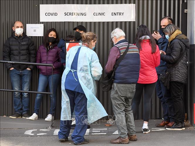 Một điểm xét nghiệm COVID-19 tại Melbourne, Australia. Ảnh: AFP/TTXVN