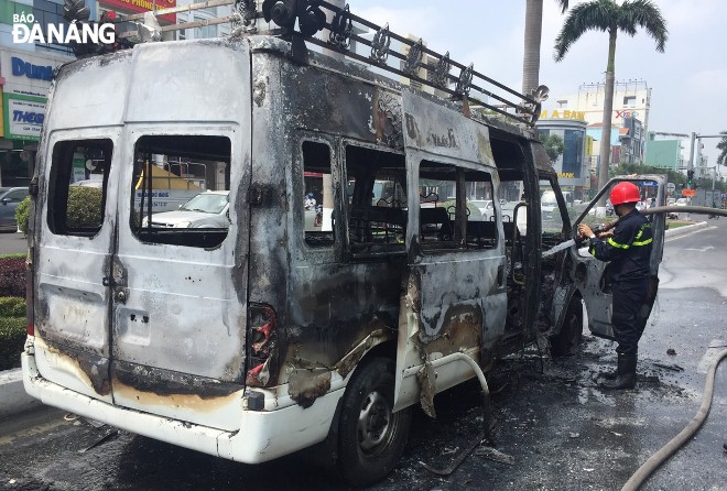 The hearse was totally destroyed by fire