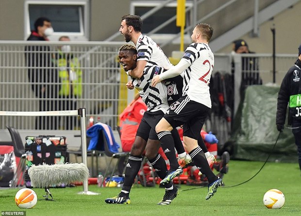 Pogba trở lại giúp M.U vào tứ kết Europa League. (Nguồn: Reuters)