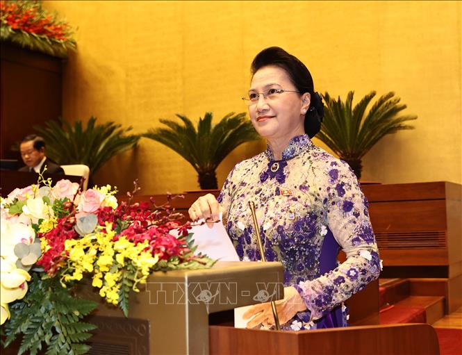 Chủ tịch Quốc hội Nguyễn Thị Kim Ngân phát biểu khai mạc. Ảnh: TTXVN