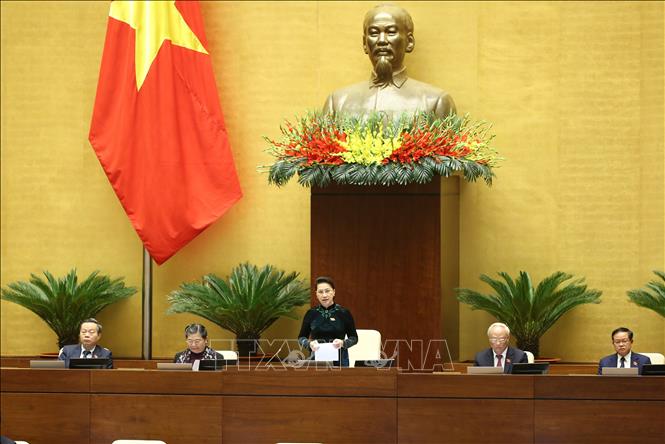 Chủ tịch Quốc hội Nguyễn Thị Kim Ngân phát biểu. Ảnh: Dương Giang/TTXVN