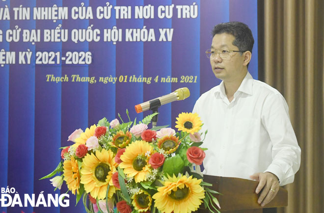 Bí thư Thành ủy Nguyễn Văn Quảng phát biểu tại hội nghị.  			   		                Ảnh: ĐẶNG NỞ