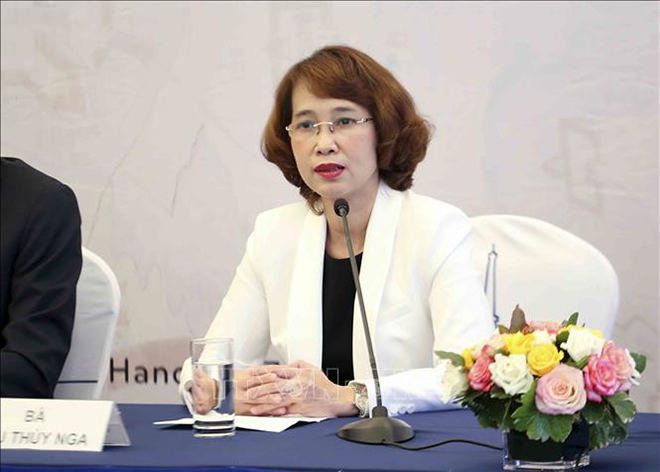  Bà Kiều Thúy Nga, Giám đốc Thư viện Quốc gia Việt Nam phát biểu. Ảnh: Tuấn Đức/TTXVN