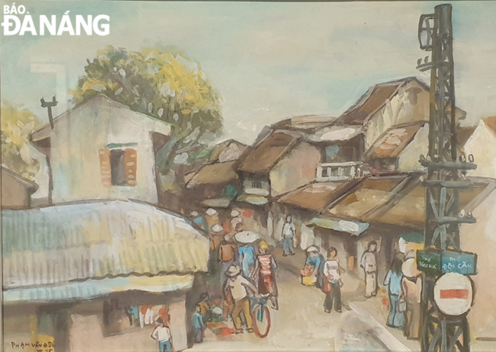 Góc phố (Bột màu, 1975) của Phạm Văn Đôn.