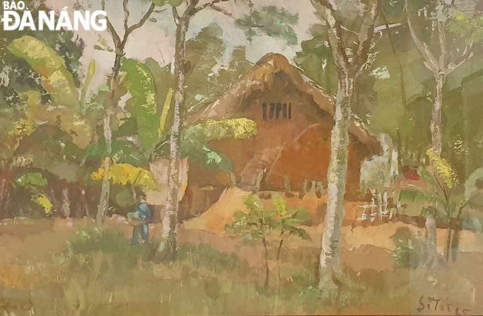 Ngôi nhà (Bột màu, 1966) của Nguyễn Sĩ Tốt. 