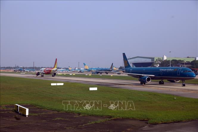Máy bay đậu tại các khu vực đường lăn của sân bay Nội Bài. Ảnh minh họa: Huy Hùng/TTXVN