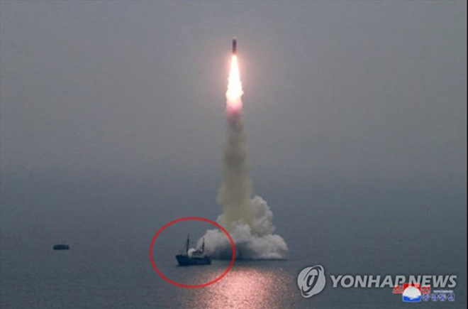 Hình ảnh một vụ phóng tên lửa của Triều Tiên. (Nguồn: Yonhap)