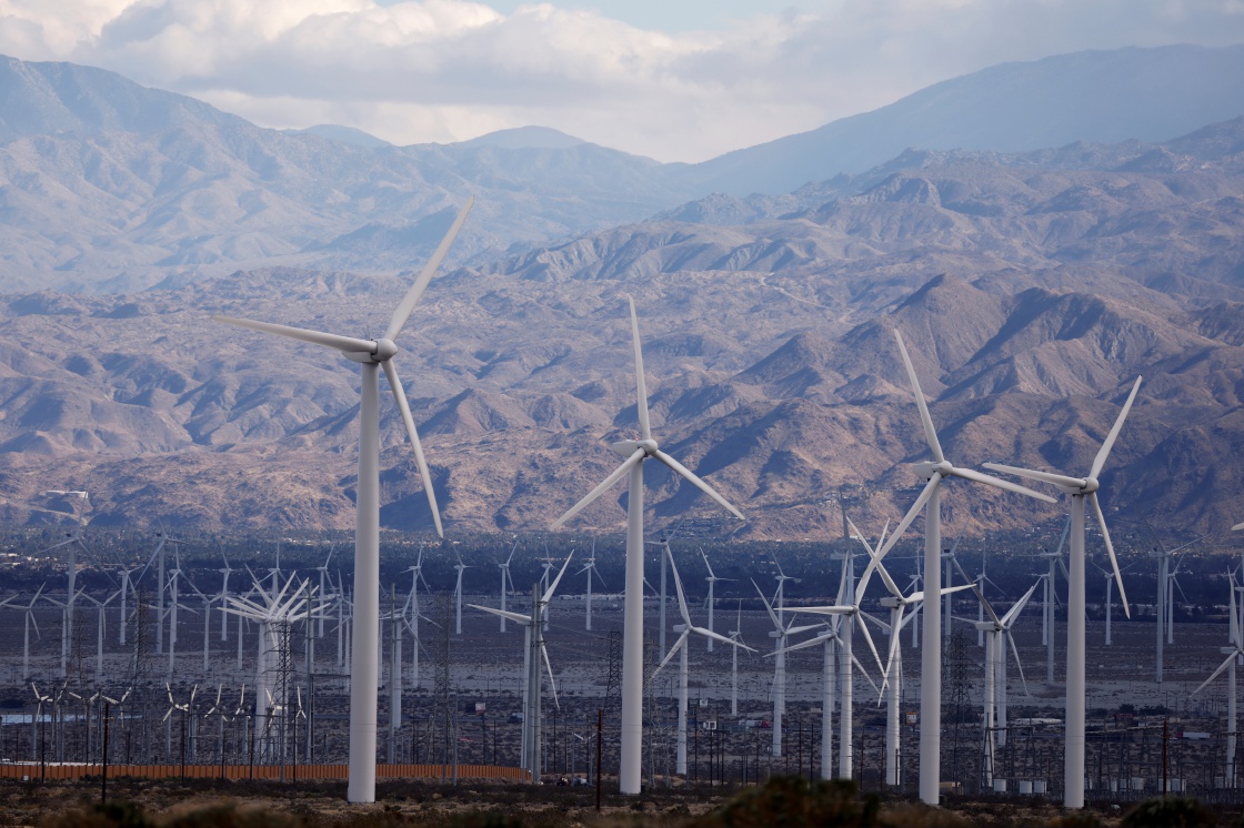Chính phủ Mỹ muốn tập trung vào năng lượng tái tạo để giảm lượng phát thải gây hiệu ứng nhà kính. Trong ảnh: Một cánh đồng điện gió ở Palm Springs, bang California của Mỹ. Ảnh: Reuters