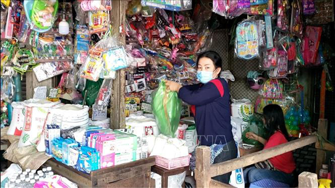 Beoung Keng Kang là một trong những chợ dân sinh hiếm hoi còn mở cửa khi Phnom Penh ban bố lệnh phong tỏa từ ngày 15-4. Ảnh: Trần Ngọc Long - P/v TTXVN tại Campuchia
