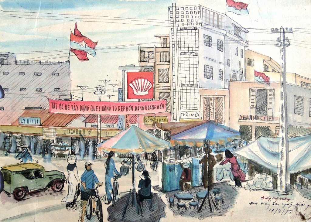 A sketch of Hung Vuong Street after Da Nang’s liberation by the late artist Nguyen Duc Hanh.
