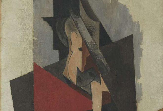 Các vết nứt sâu trên bề mặt bức tranh “Hombre sentado” (Người đàn ông ngồi) của Picasso.  Ảnh: The Art Newspaper
