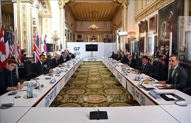 Ngoại trưởng Nhóm Các nước công nghiệp phát triển hàng đầu thế giới (G7) tham dự Hội nghị ở London, Anh ngày 5/5. Ảnh: AFP/TTXVN