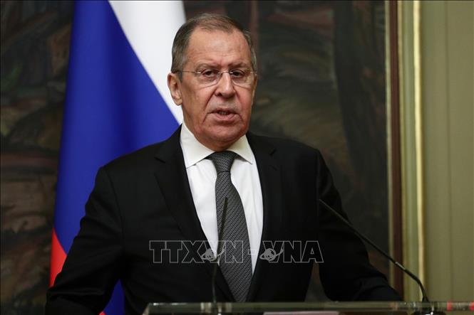 Ngoại trưởng Nga Sergei Lavrov phát biểu tại cuộc họp báo ở Moskva ngày 14-12-2020. Ảnh: AFP/TTXVN