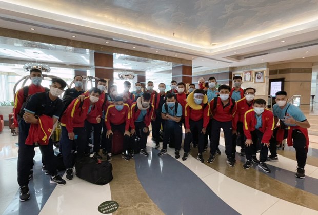 Đội tuyển futsal Việt Nam tại khách sạn Oceanic, nơi đóng quân của đội trong suốt thời gian tập luyện và thi đấu 2 trận play-off. (Nguồn: VFF)