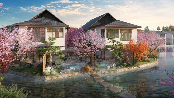 Phối cảnh các villa trong tổ hợp Sun Onsen Village do Sun Group phát triển.