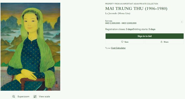 Screenshot of a page to introduce the painting on the website of the auction organiser (Source: christies.com)