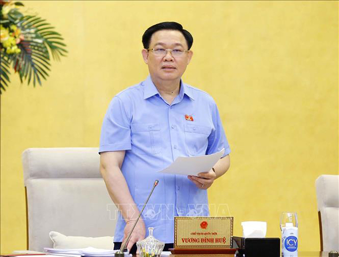 Chủ tịch Quốc hội Vương Đình Huệ phát biểu kết luận Phiên họp. Ảnh: Doãn Tấn/TTXVN