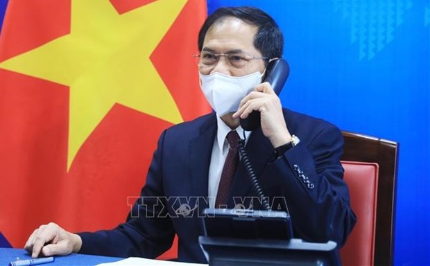 Minister of Foreign Affairs Bui Thanh Son holds phone talks with US Secretary of State Antony Blinken on May 28 (Photo: VNA)