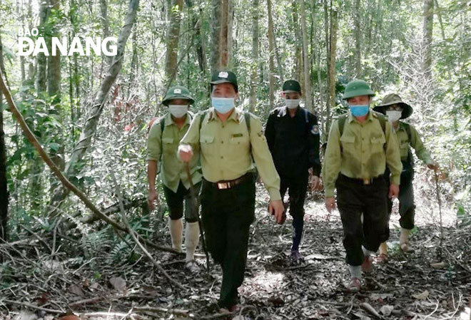 The city rangers patrol on the route from Ca Nong to Ta No forests in late May 2021. Photo: HOANG HIEP