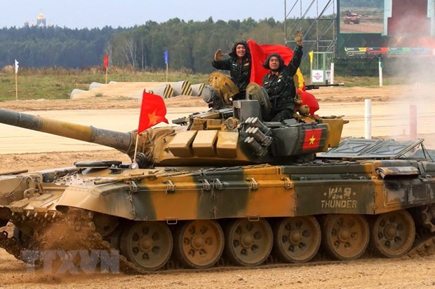 Kíp xe tăng Việt Nam tại Army Games 2020. (Ảnh: Trần Hiếu/TTXVN)