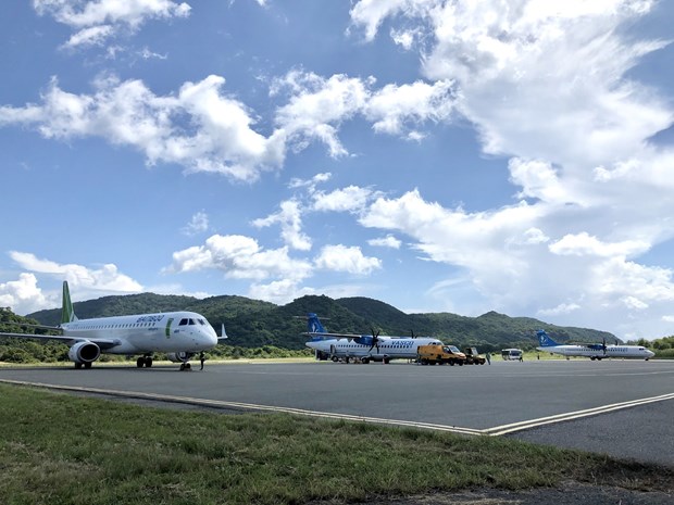 Planes park at the airport on Con Dao Island (Photo: VNA)