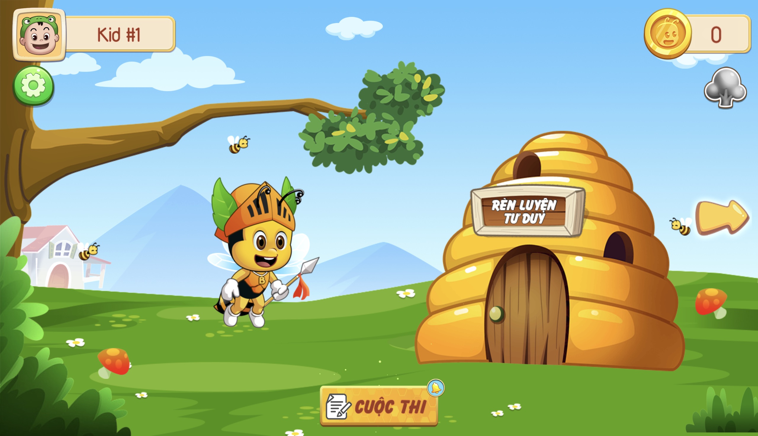 Khi dùng ứng dụng Beekids, trẻ cùng nhân vật chú ong tham gia các trò chơi phát triển tư duy, tiếng Anh, đạo đức.						              Ảnh: K.NINH