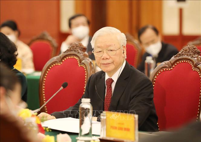 Tổng Bí thư Nguyễn Phú Trọng phát biểu tại hội đàm. Ảnh: Phương Hoa/TTXVN