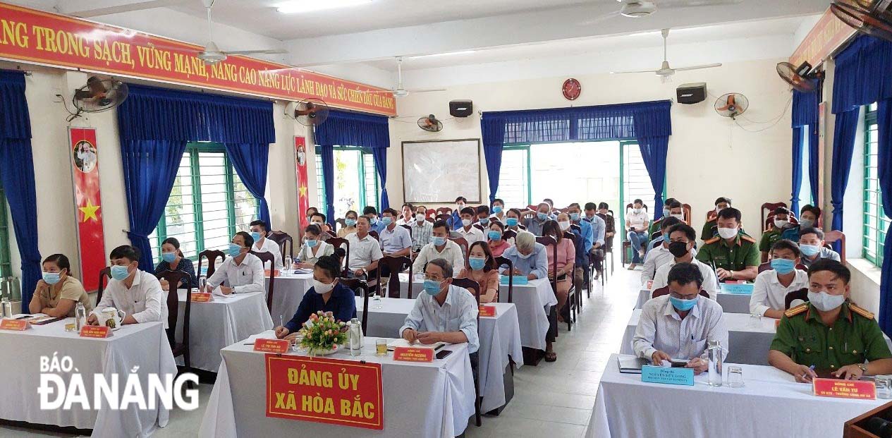 Các đại biểu dự hội nghị tại điểm cầu xã Hòa Bắc, huyện Hòa Vang. Ảnh: CTV