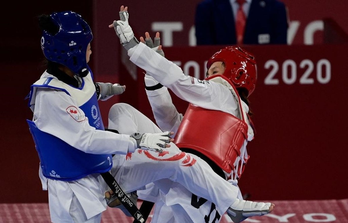 VĐV Kim Tuyền dễ dàng vào tứ kết Taekwondo ở Olympic Tokyo 2020