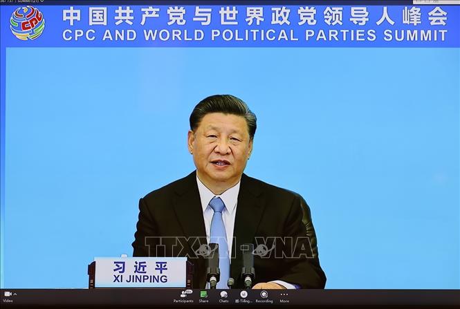 Tổng Bí thư, Chủ tịch nước Trung Quốc Tập Cận Bình phát biểu khai mạc Hội nghị thượng đỉnh giữa Đảng Cộng sản Trung Quốc với các chính đảng trên thế giới. Ảnh: Trí Dũng/TTXVN