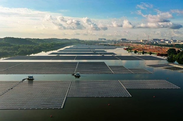 Aerial footage of Sembcorp Tengeh Floating Solar Farm on June 20, 2021. (Photo: ST)