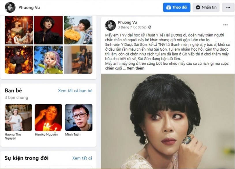 Bài viết của MC Trác Thuý Miêu trên facebook sau đó đã bị xóa.