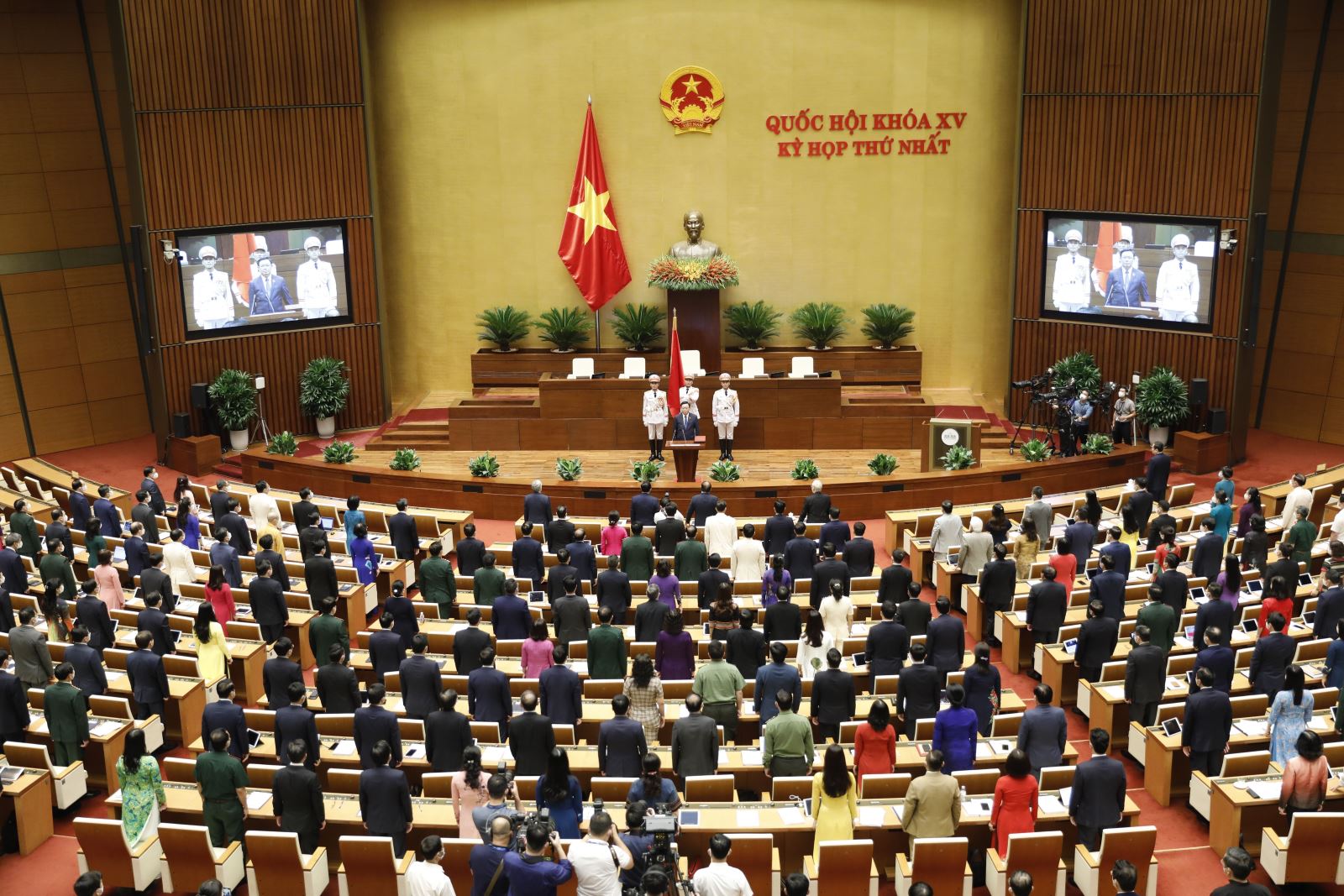 Quang cảnh Lễ tuyên thệ nhậm chức của Chủ tịch Quốc hội Vương Đình Huệ chiều 20/7/2021 Ảnh: Dương Giang/TTXVN.