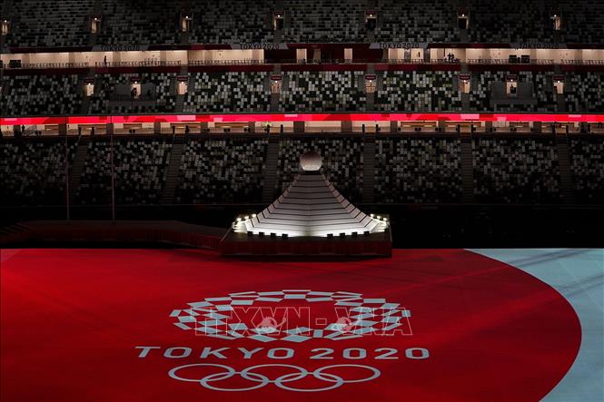 ân vận động Olympic ở thủ đô Tokyo, Nhật Bản, trước giờ khai mạc Olympic Tokyo 2020 ngày 23/7/2021. Ảnh: THX/TTXVN