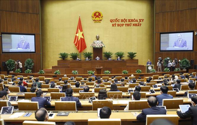 Chủ tịch nước Nguyễn Xuân Phúc phát biểu nhậm chức. Ảnh: Doãn Tấn/TTXVN