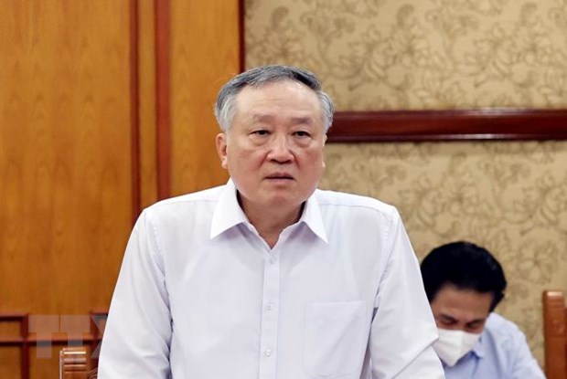 Ông Nguyễn Hòa Bình, Ủy viên Bộ Chính trị, Bí thư Trung ương Đảng, Chánh án Tòa án Nhân dân Tối cao phát biểu. (Ảnh: Thống Nhất/TTXVN)