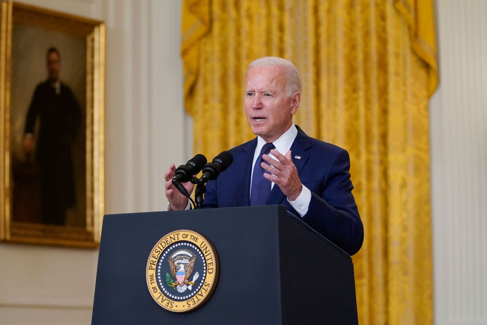 Tổng thống Biden phát biểu từ Nhà Trắng ngày 26-8. Ảnh: AP
