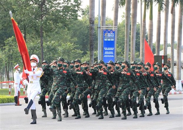 Đội tuyển Quân đội Việt Nam tại lễ khai mạc. (Ảnh: Trọng Đức/TTXVN)