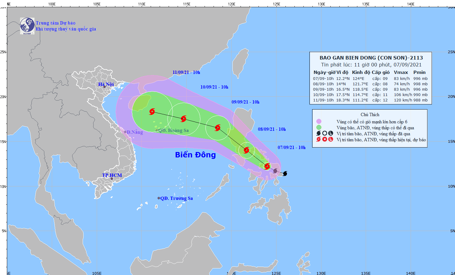 Xuất hiện bão Conson gần Biển Đông