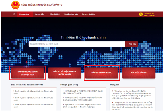 Thực hiện thủ tục đầu tư trực tuyến trên Hệ thống thông tin quốc gia về đầu tư