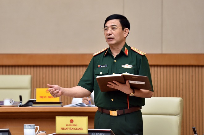 Đại tướng Phan Văn Giang, Bộ trưởng Bộ Quốc phòng phát biểu. Ảnh: Dương Giang/TTXVN
