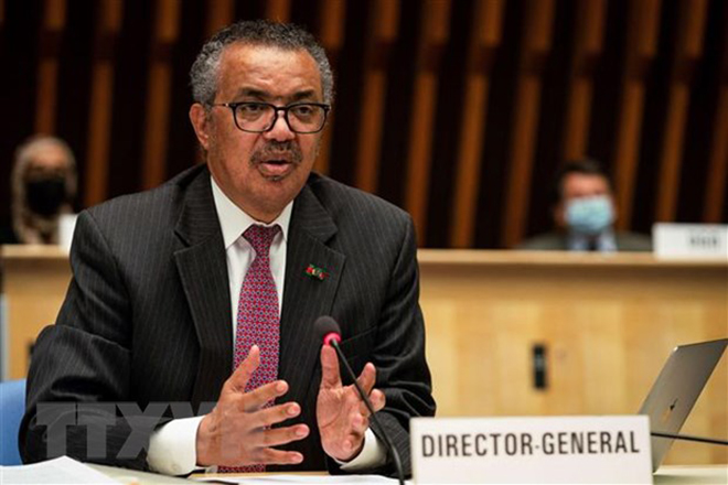 Tổng Giám đốc Tổ chức Y tế thế giới (WHO) Tedros Adhanom Ghebreyesus tại cuộc họp ở Geneva, Thụy Sĩ. (Ảnh: AFP/TTXVN)