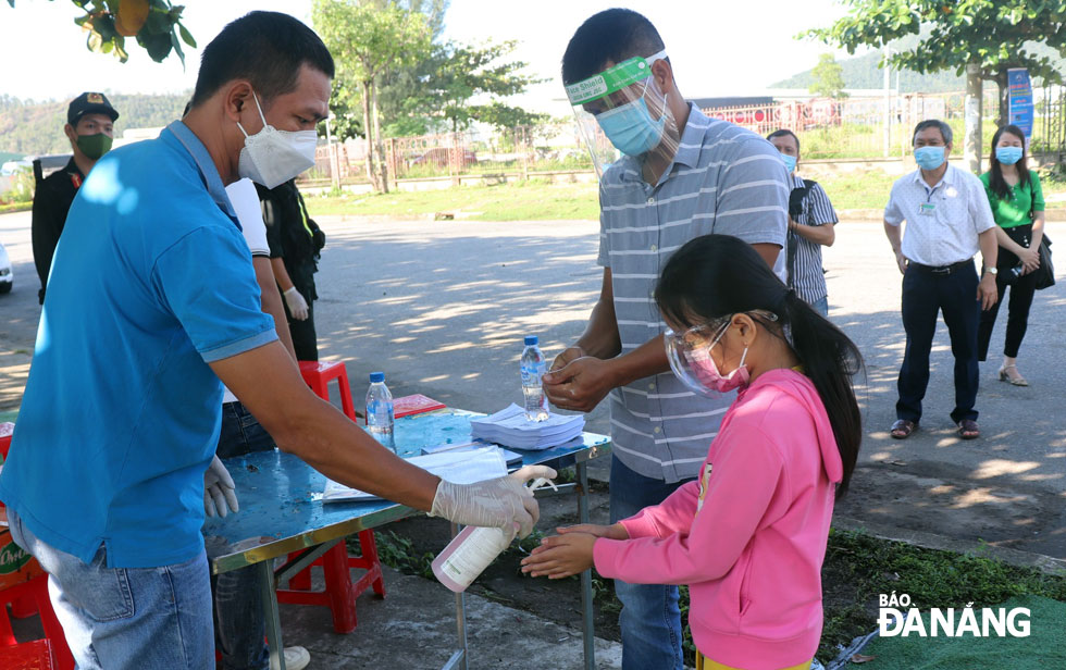 …. disinfect their hands and…