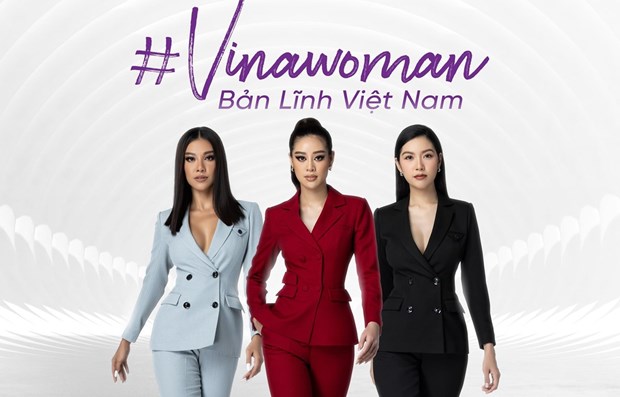 Miss Universe Vietnam 2019 Nguyen Tran Khanh Van (centre) and first and second runner-ups Kim Duyen and Thuy Van. (Photo: Miss Universe Vietnam)