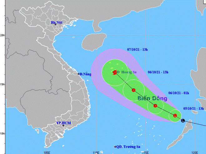 The expected track of the low pressure area (Source: Viet Nam’s National Centre for Hydro-Meteorological Forecasting)