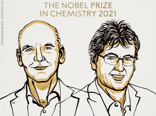 Giải Nobel Hóa học 2021 vinh danh nhà khoa học người Đức Benjamin List và nhà khoa học người Mỹ David McMillan (Ảnh: Twitter).