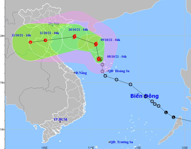 The expected tracked of the newly-formed storm No. 7 (Source: Viet Nam’s National Centre for Hydro-Meteorological Forecasting)